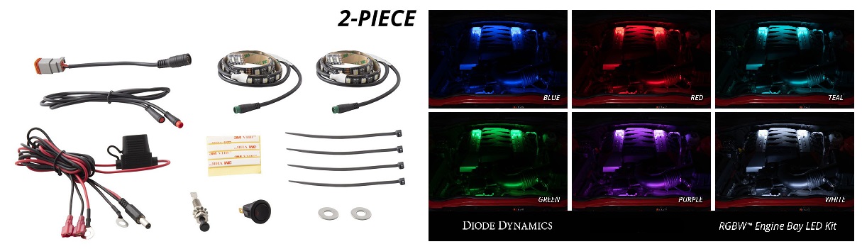 Diode Dynamics 2 pc RGBW Multicolor Vehicle Engine Bay LED Kit - Click Image to Close